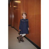 COPENHAGEN COLORS Navy Comb. Kjole M/ Frill & Embroidery