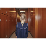 COPENHAGEN COLORS Navy Comb. Kjole M/ Frill & Embroidery
