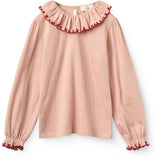 COPENHAGEN COLORS Mellow Rose Comb. Crepe Ls Topp M/ Frill Halsbånd