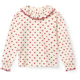 COPENHAGEN COLORS Heart Comb. Crepe Ls Topp M/ Frill Halsbånd