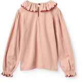 COPENHAGEN COLORS Mellow Rose Comb. Crepe Ls Topp M/ Frill Halsbånd