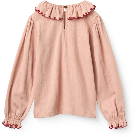 COPENHAGEN COLORS Mellow Rose Comb. Crepe Ls Topp M/ Frill Halsbånd