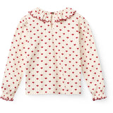 COPENHAGEN COLORS Heart Comb. Crepe Ls Topp M/ Frill Halsbånd