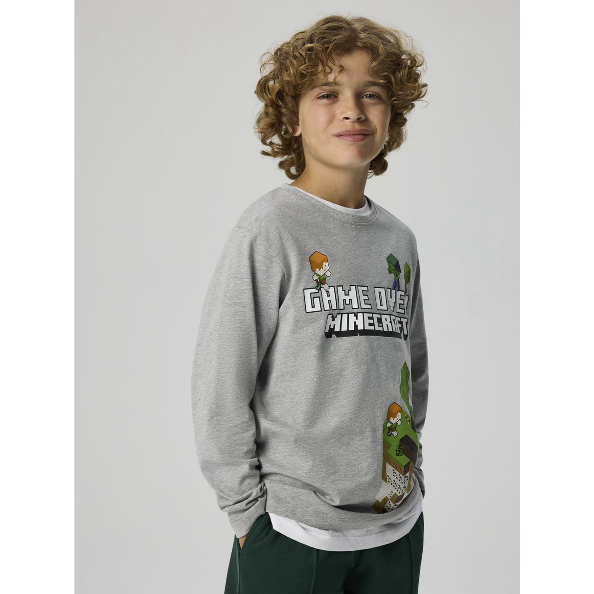 Name It Grey Melange Nkmar Minecraft Ls Nreg Topp Box Noos Bfu