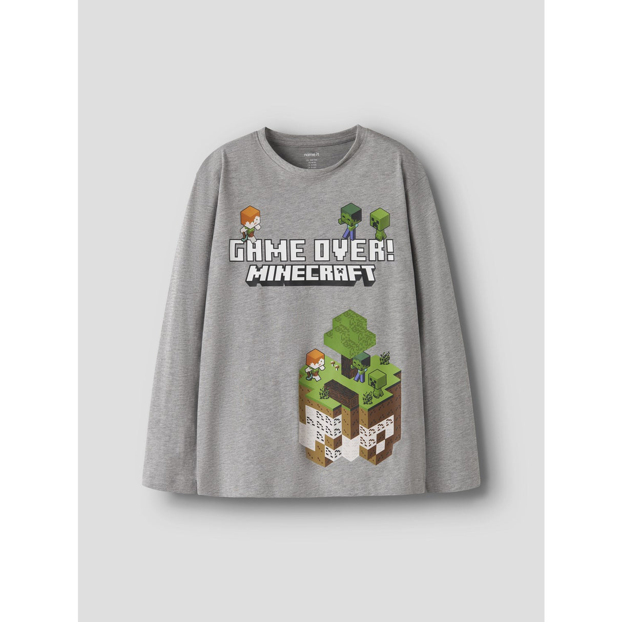 Name It Grey Melange Nkmar Minecraft Ls Nreg Topp Box Noos Bfu