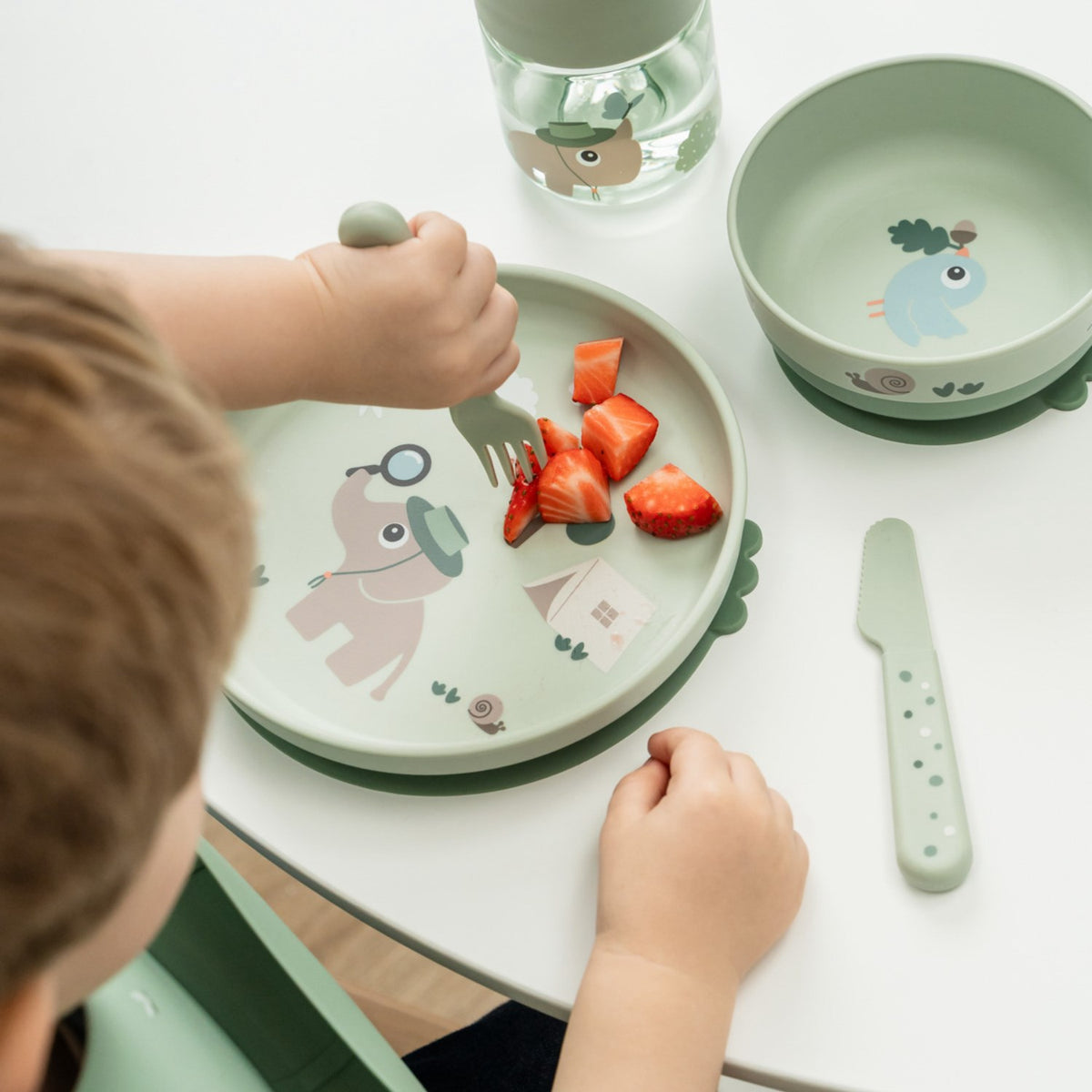 DonebyDeer Green Tiny Trails Foodie Dinner Sett Med Kopp
