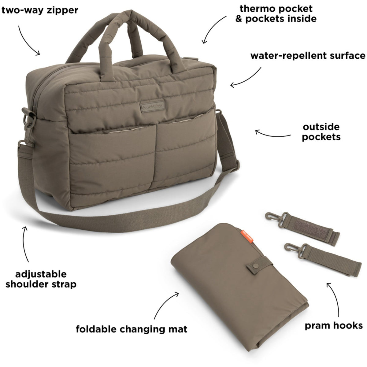 DonebyDeer Taupe Vattert Changing Veske