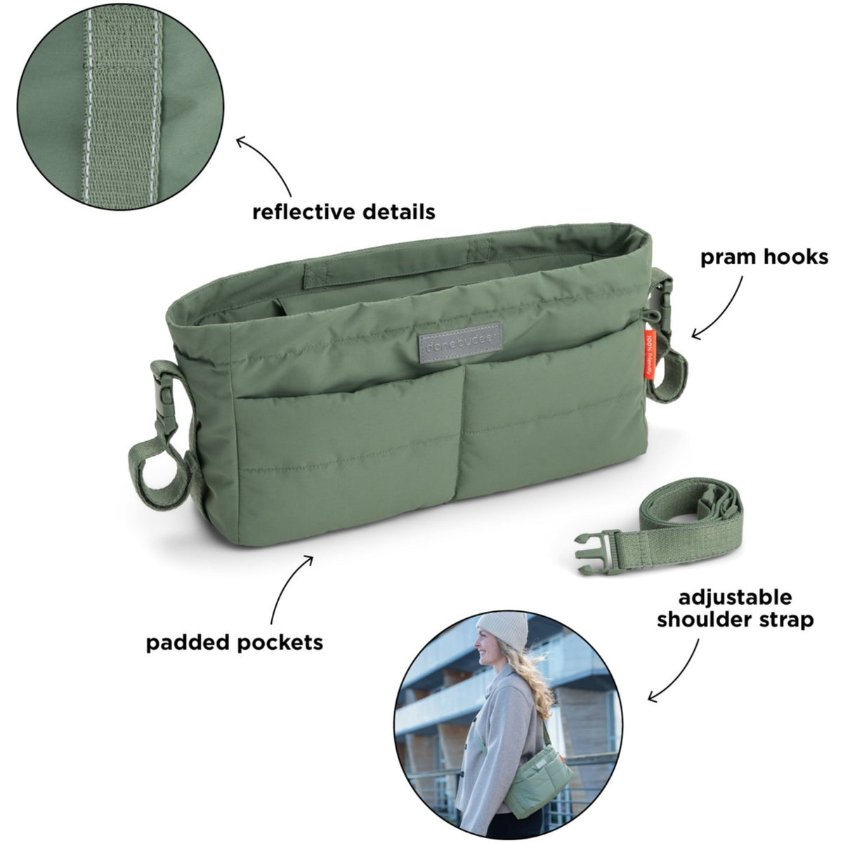 DonebyDeer Green Stroller Organiser