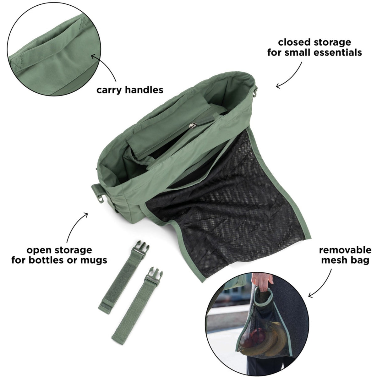 DonebyDeer Green Stroller Organiser