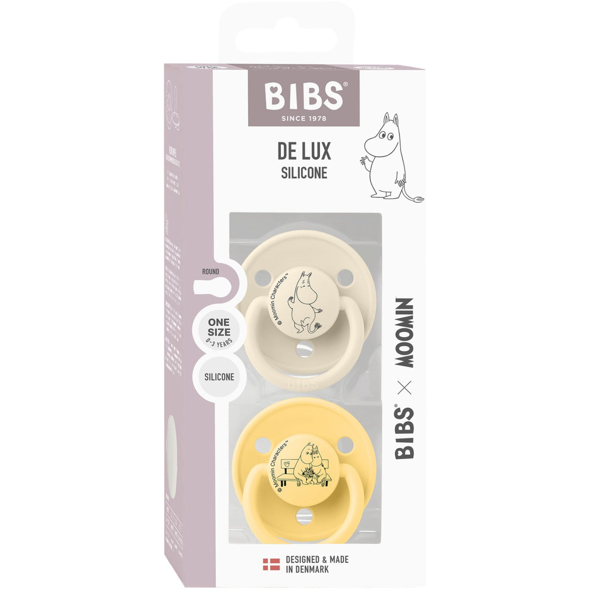 Bibs Ivory / Pale Butter X Moomins Smokk De Lux Moomintroll 2-Pakning Silikon