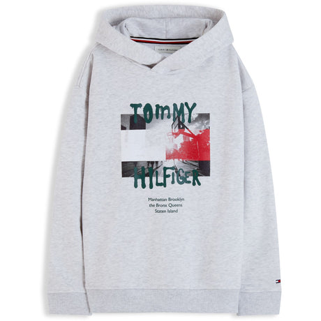 Tommy Hilfiger Grey Heather-Grey Flag Grafitti Hettegenser