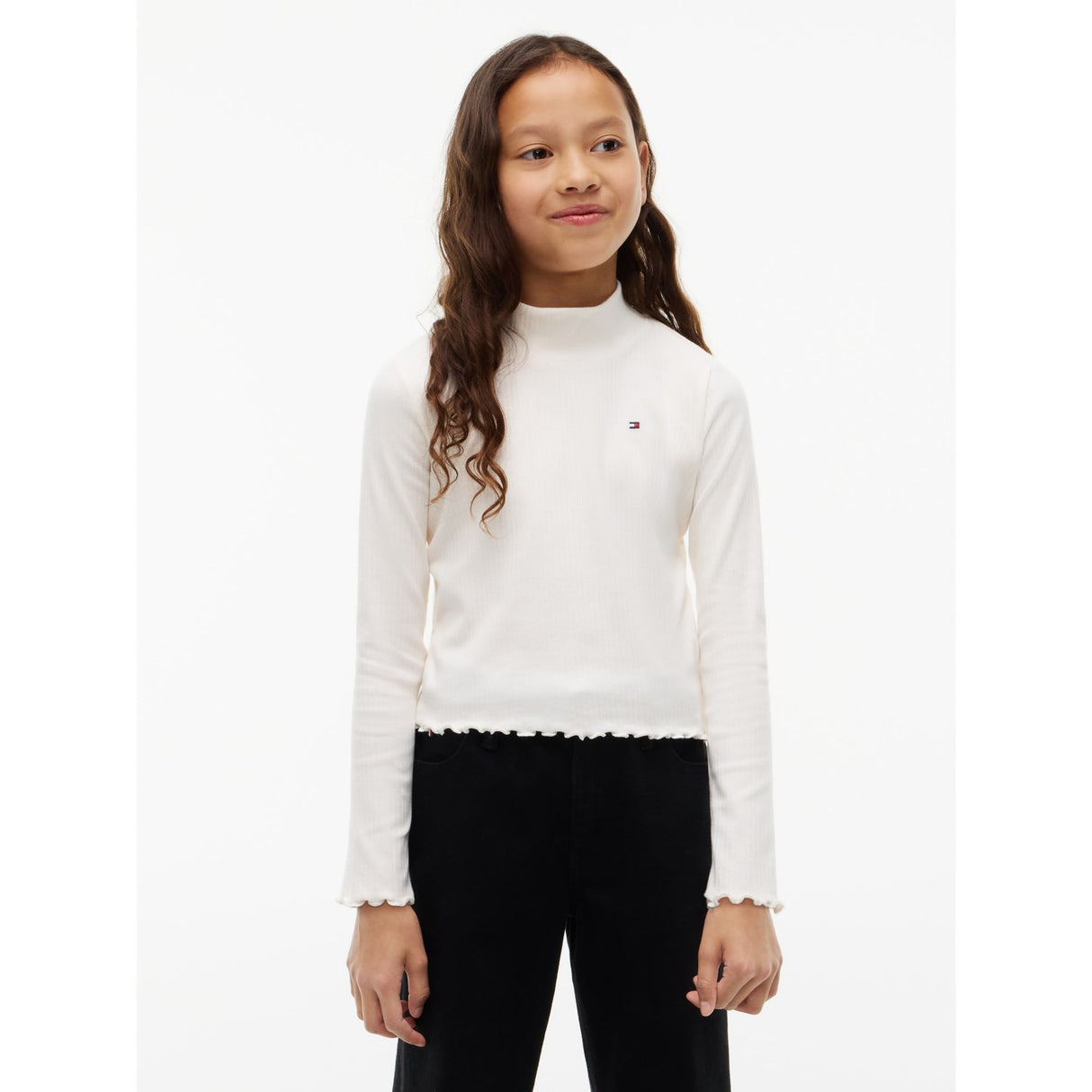 Tommy Hilfiger Off White-White Mock Neck Rib Topp Ls