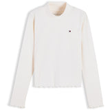 Tommy Hilfiger Off White-White Mock Neck Rib Topp Ls