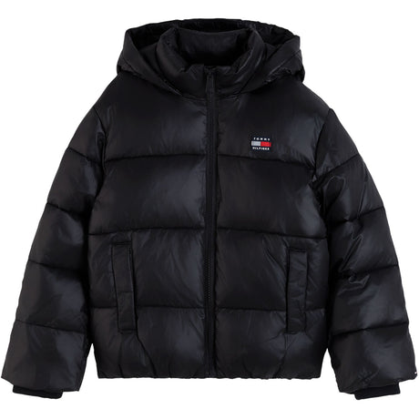 Tommy Hilfiger Black-Black Hooded Shiny Puffer Jakke