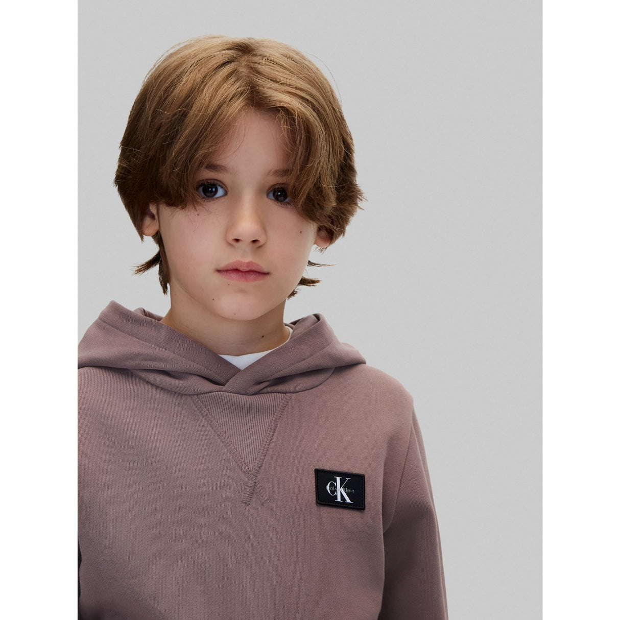 Calvin Klein Iron-Grey Monologo Badge Hettegenser