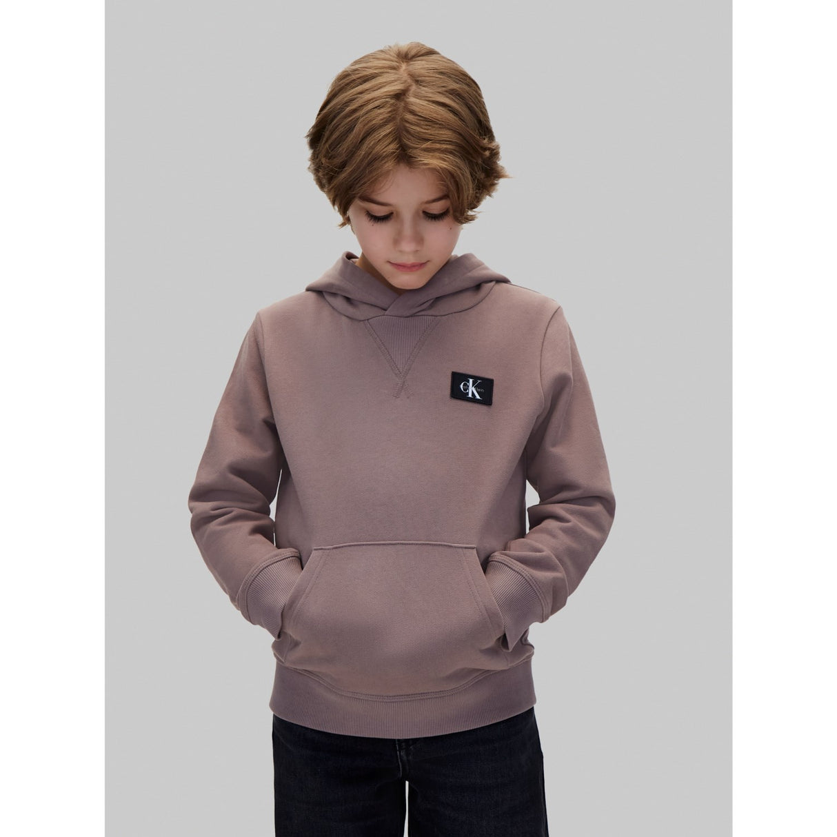 Calvin Klein Iron-Grey Monologo Badge Hettegenser
