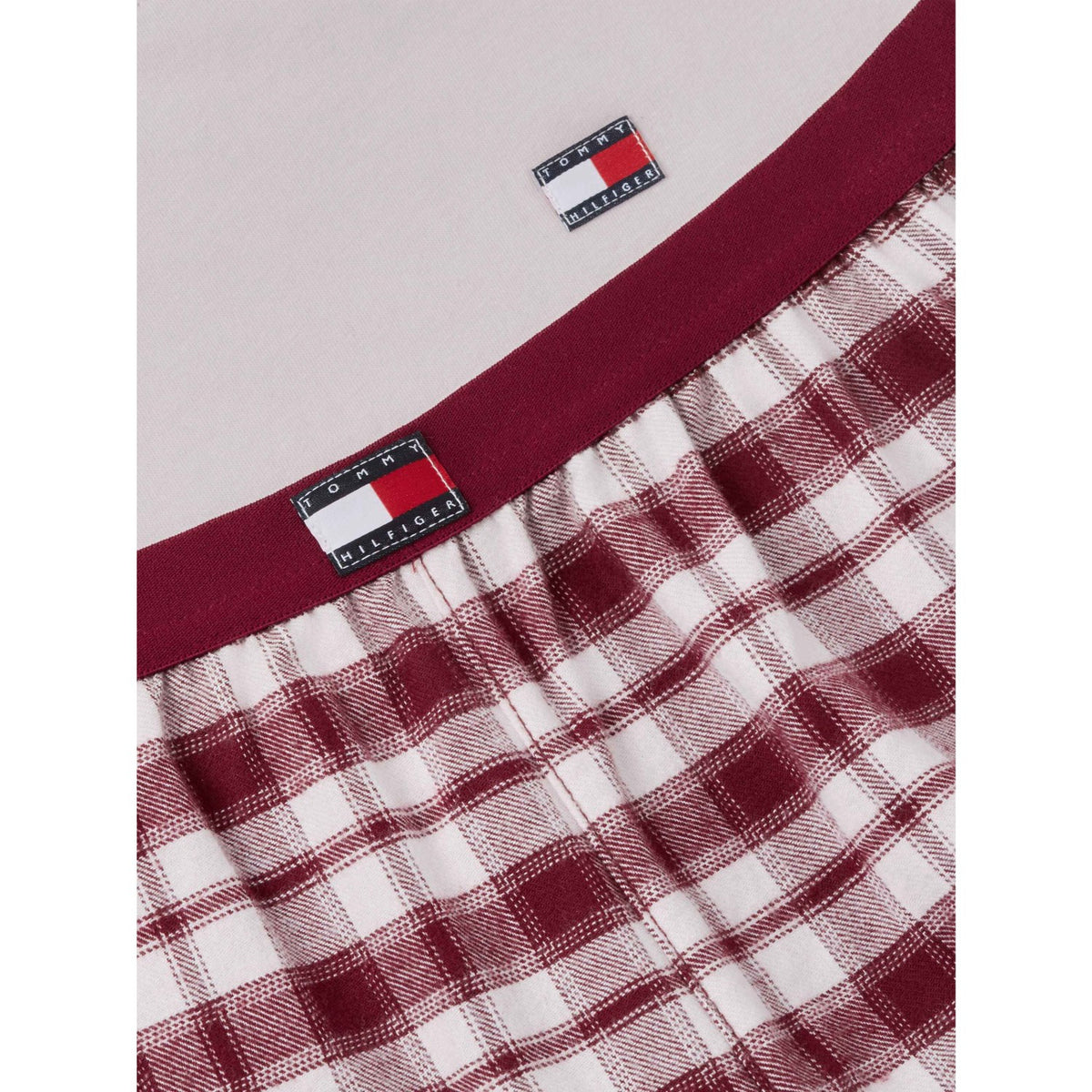 Tommy Hilfiger Lt Pink/ Lt Pink Plaid-Brown Ls Pj Sett