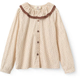 COPENHAGEN COLORS Sand Flower Print Aop Skjorte M/ Frill & Lace Piping