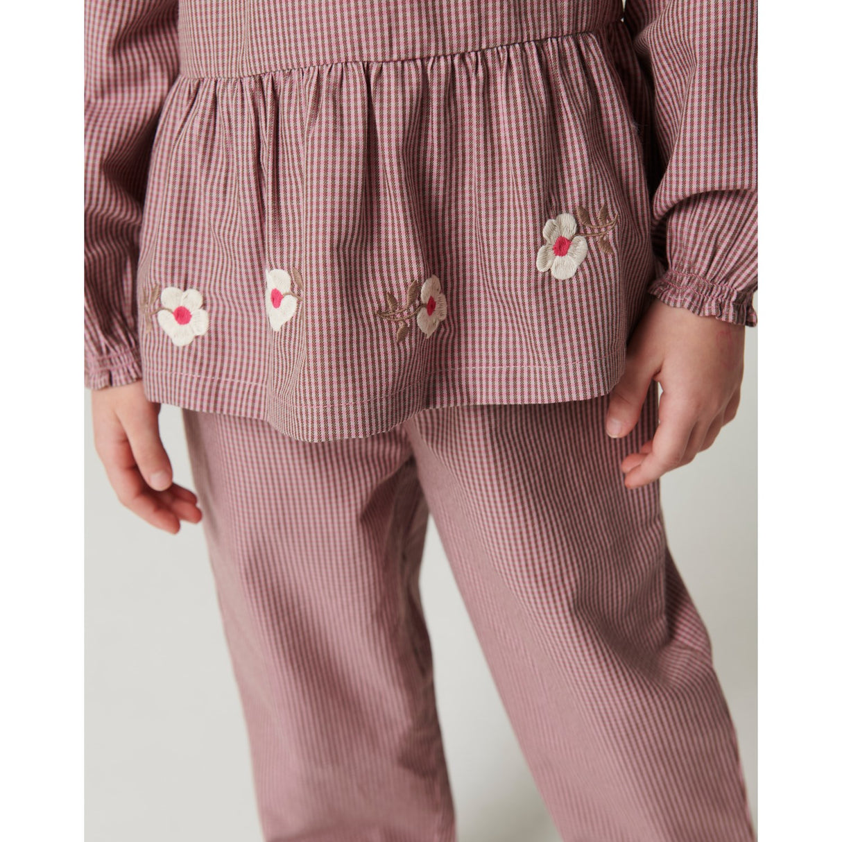 COPENHAGEN COLORS Winter Rose Check Comb. Bluse M/ Flower Embroidery