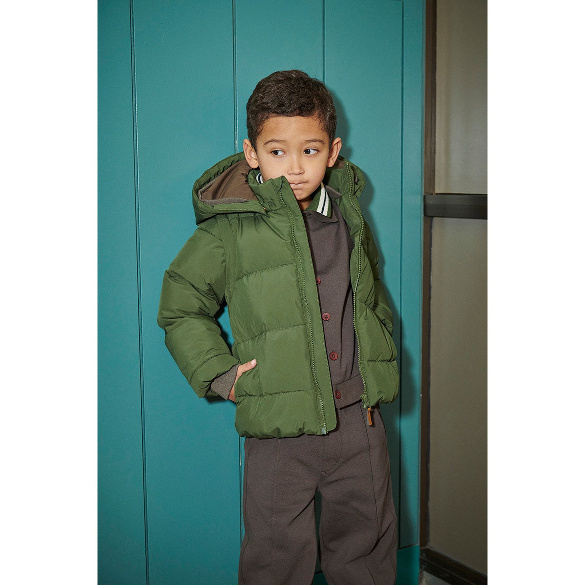COPENHAGEN COLORS Dk. Green 2 I 1 Puffer Jakke M/ Removable Ermer