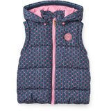 COPENHAGEN COLORS Navy Flower Aop 2 I 1 Puffer Jakke M/ Removable Ermer