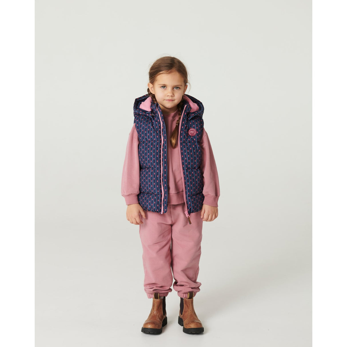 COPENHAGEN COLORS Navy Flower Aop 2 I 1 Puffer Jakke M/ Removable Ermer