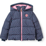 COPENHAGEN COLORS Navy Flower Aop 2 I 1 Puffer Jakke M/ Removable Ermer