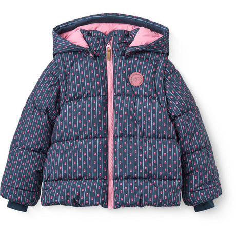 COPENHAGEN COLORS Navy Flower Aop 2 I 1 Puffer Jakke M/ Removable Ermer
