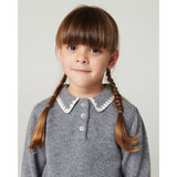 COPENHAGEN COLORS Grey Melange Comb. Cashmere Bluse M/ Halsbånd & Teppe Stitch