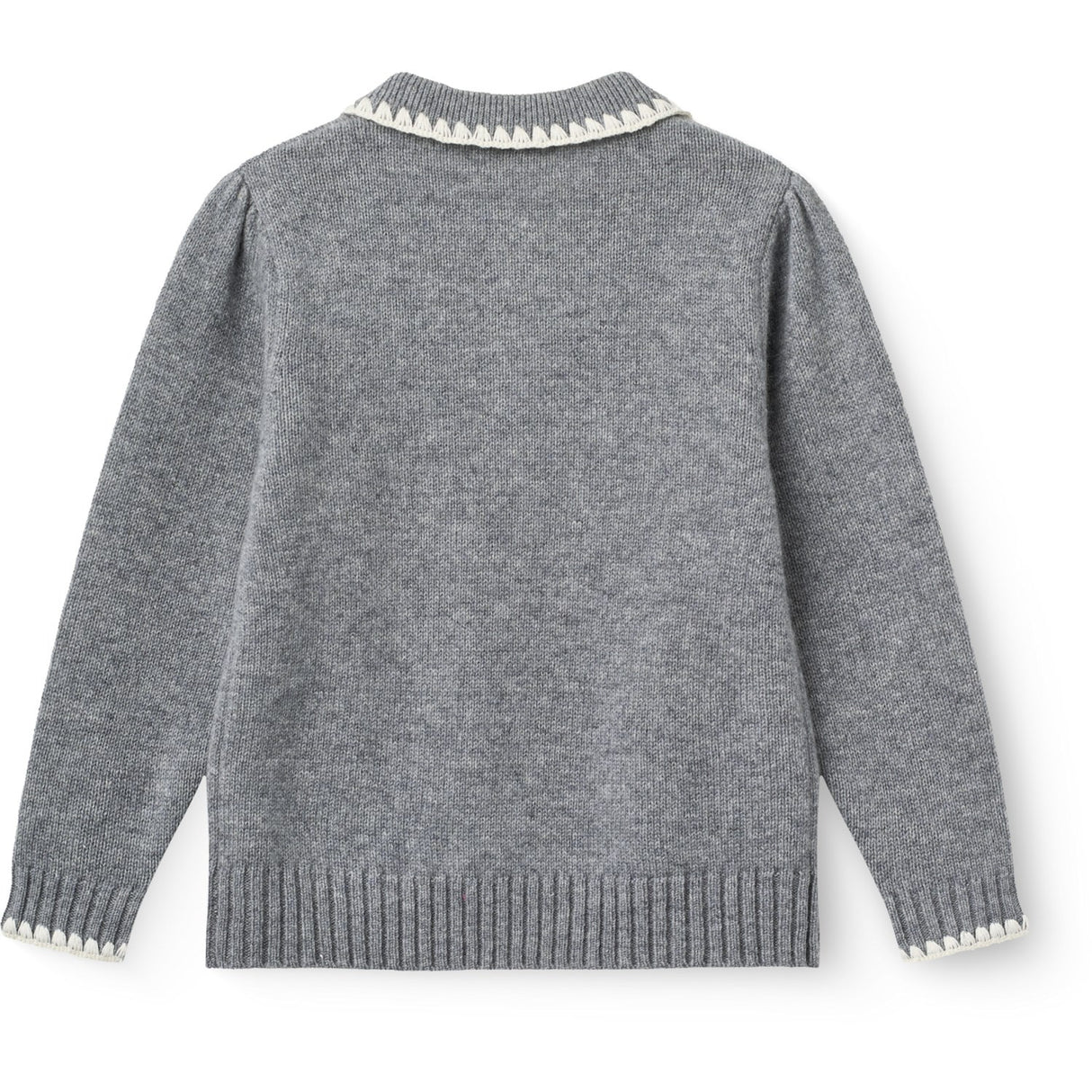 COPENHAGEN COLORS Grey Melange Comb. Cashmere Bluse M/ Halsbånd & Teppe Stitch