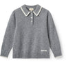 COPENHAGEN COLORS Grey Melange Comb. Cashmere Bluse M/ Halsbånd & Teppe Stitch