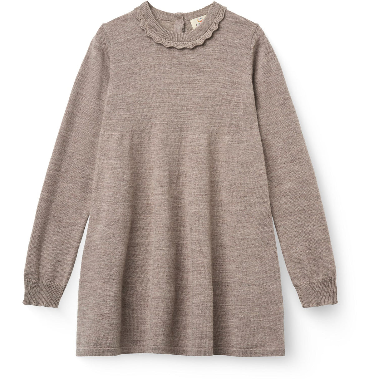 COPENHAGEN COLORS Natural Melange Classic Merino Kjole M/ Deco Neck