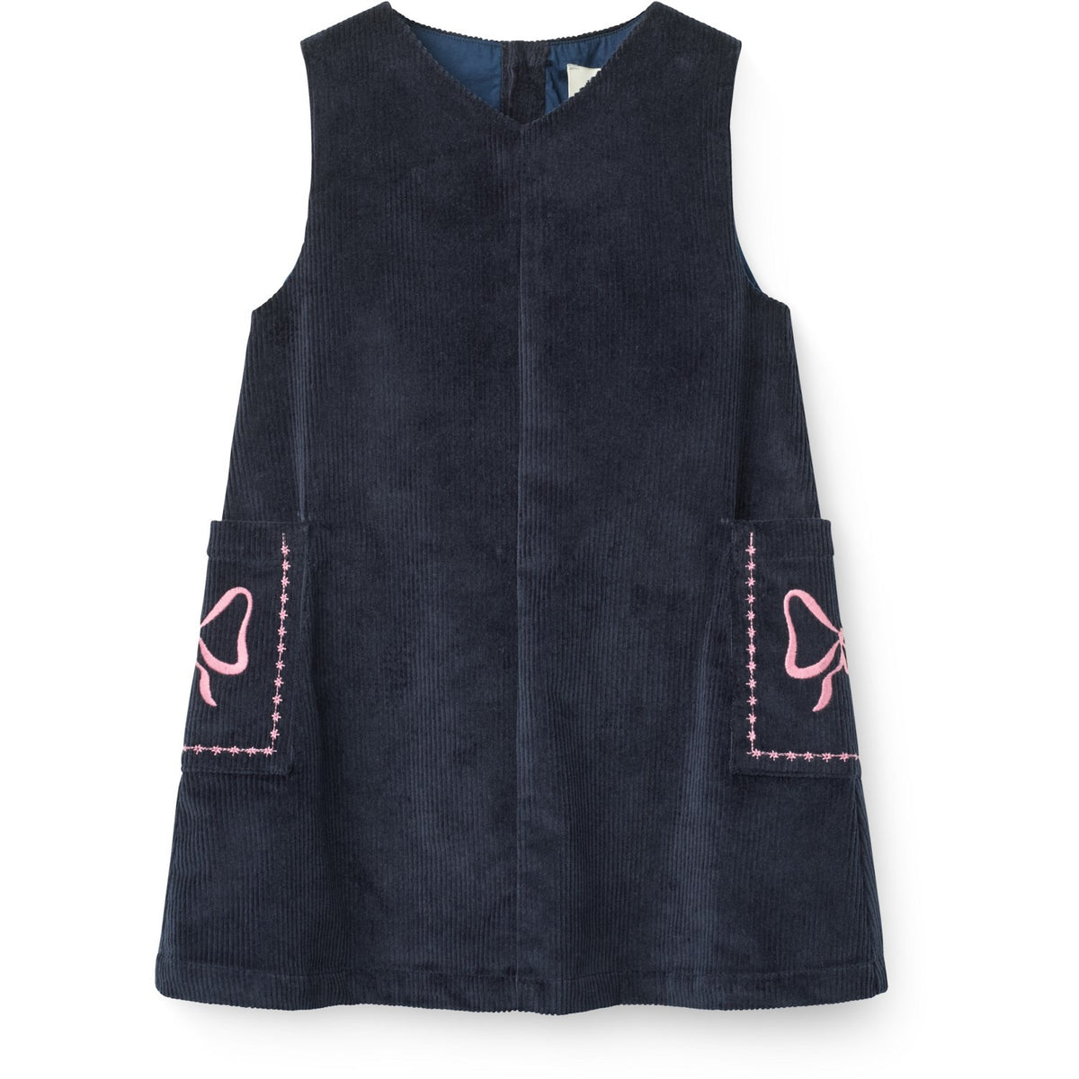 COPENHAGEN COLORS Navy Corduroy Kjole M/ Embroidery