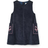 COPENHAGEN COLORS Navy Corduroy Kjole M/ Embroidery