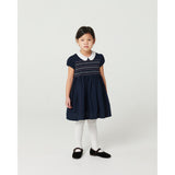 COPENHAGEN COLORS Navy Comb. Kjole M/ Handmade Smock Embroidery