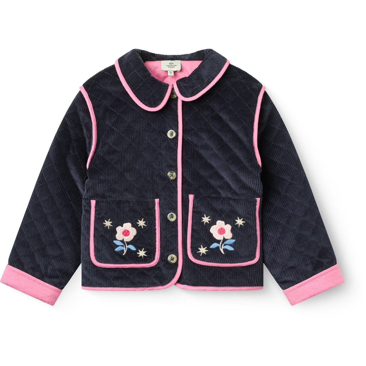 COPENHAGEN COLORS Navy Vattert Corduroy Jakke M/ Embroidery