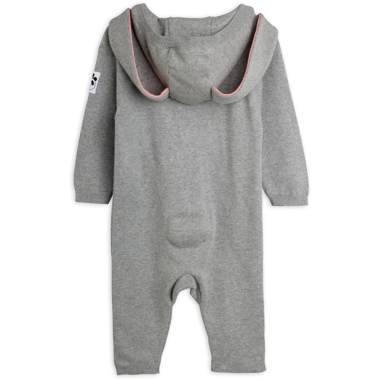 Mini Rodini Grey Melange Rabbit Ear Fine Strikk Baby Buksedrakt