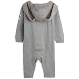 Mini Rodini Grey Melange Rabbit Ear Fine Strikk Baby Buksedrakt