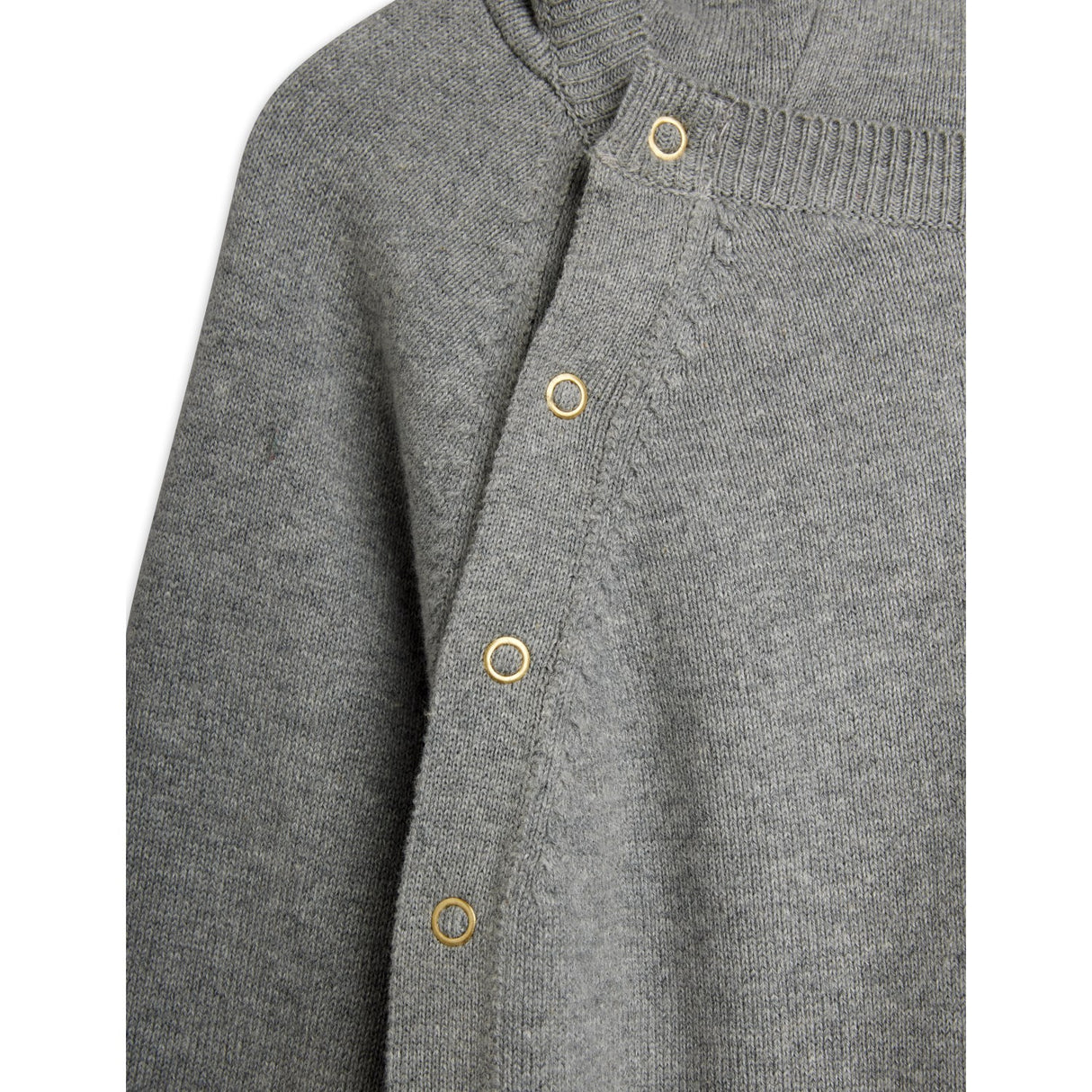 Mini Rodini Grey Melange Rabbit Ear Fine Strikk Baby Buksedrakt