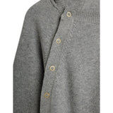 Mini Rodini Grey Melange Rabbit Ear Fine Strikk Baby Buksedrakt