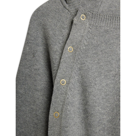 Mini Rodini Grey Melange Rabbit Ear Fine Strikk Baby Buksedrakt