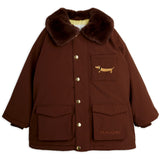 Mini Rodini Brown Vattert Nylon Parka Med Faux Pels Halsbånd