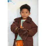 Mini Rodini Brown Vattert Nylon Parka Med Faux Pels Halsbånd