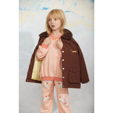 Mini Rodini Brown Vattert Nylon Parka Med Faux Pels Halsbånd