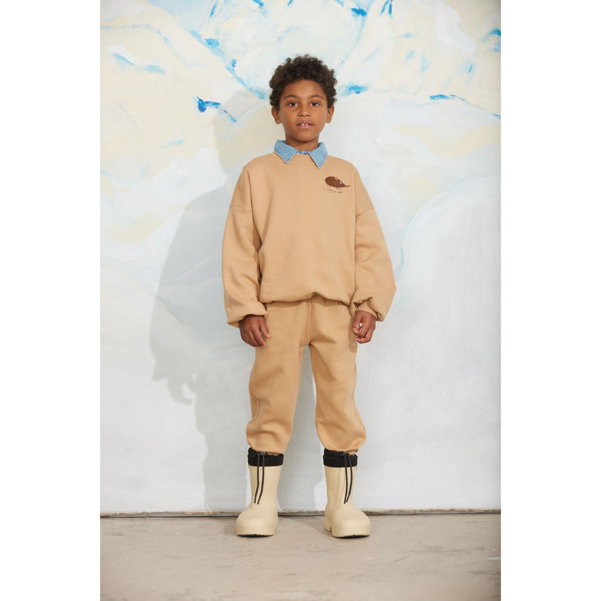 Mini Rodini Beige Elephant Shrew Emb Collegegenser