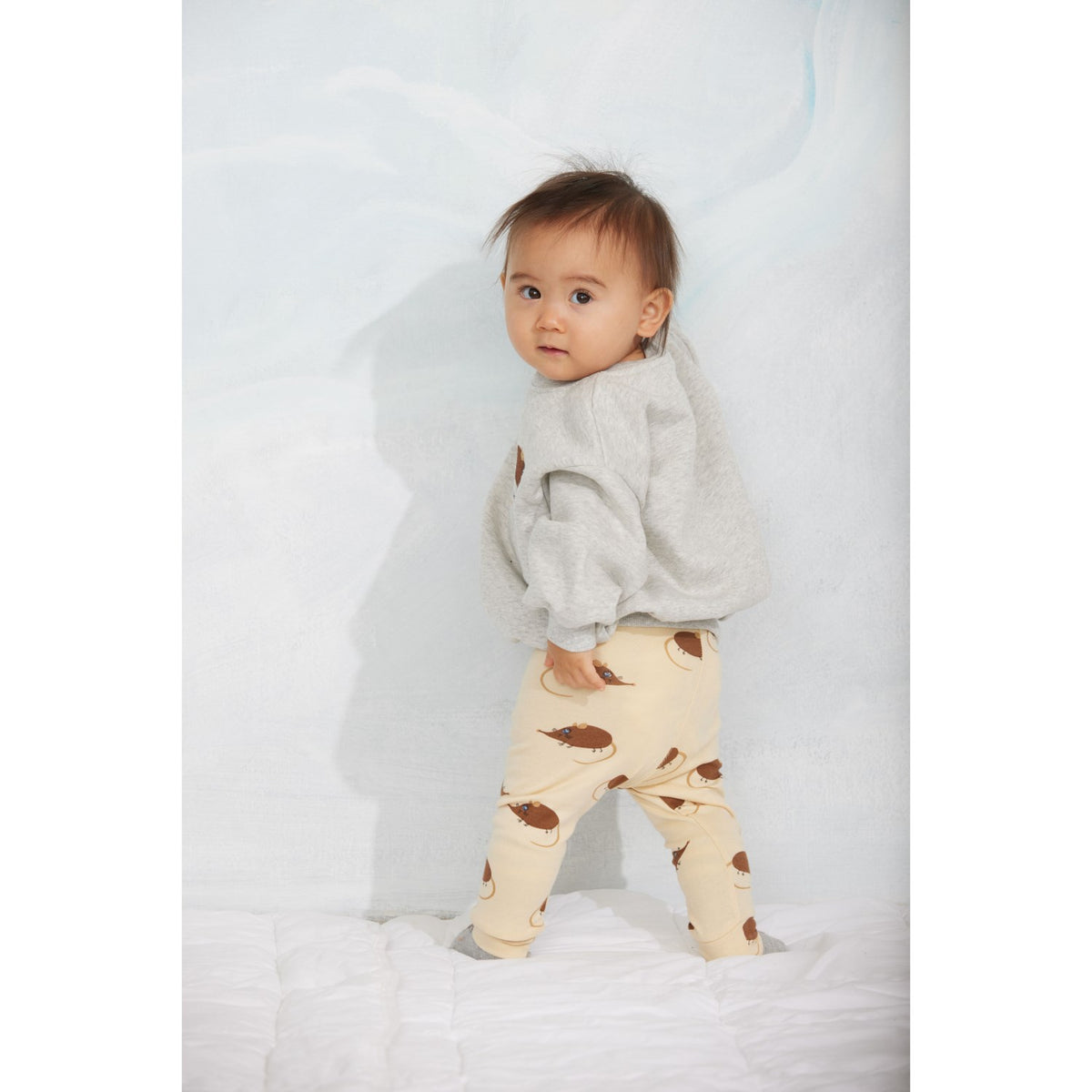 Mini Rodini Beige Elephant Shrew AOP Leggings