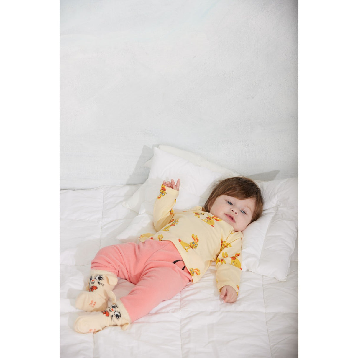 Mini Rodini Yellow Rabbits AOP Ls Tee