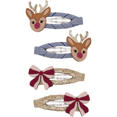 Mimi & Lula 4 Hårspenner - Rudolph And Bow Christmas