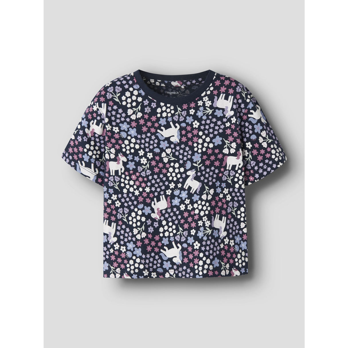 Name It Navy Blazer Unicorn Flowers Nmfvelda Ss Nreg Topp