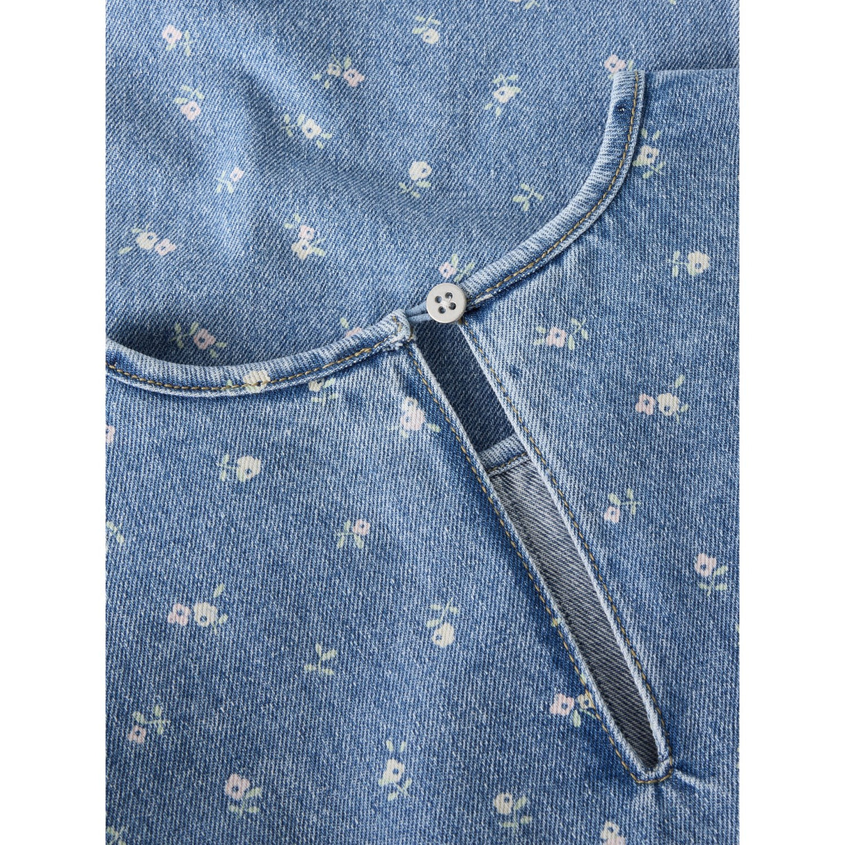 Name It Light Blue Denim Flower Aop Nkfpsilla Dnm Aop Ss Kjole 2121-Im